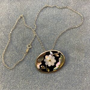 Alpaca Mexico silver inlay brooch pendant